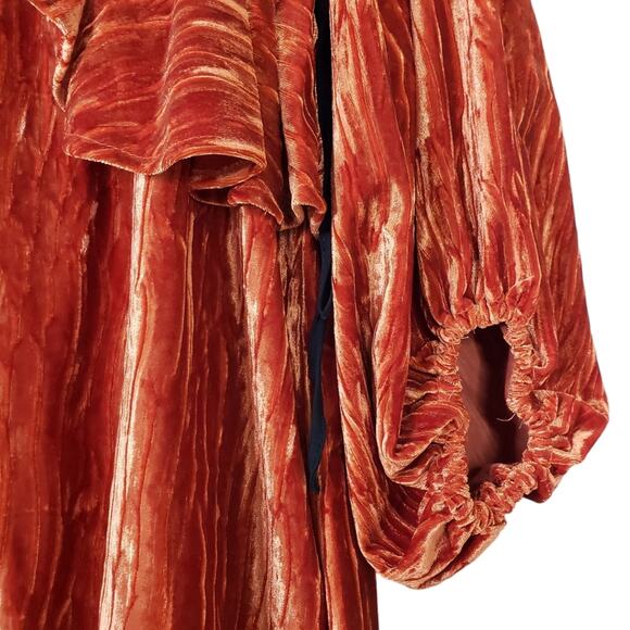 TOPSHOP Womens 6 Balloon Sleeve Velvet Minidress in Orange NEW Fits like 2-4 - Picture 10 of 15